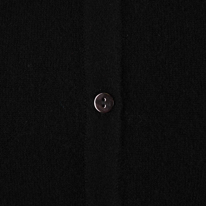 100% Cashmere Ladies NEW Crew Cardigan Black - Heritage Of Scotland - XS