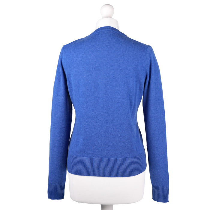 100% Cashmere Ladies V Neck Cardigan Cornflower - Heritage Of Scotland - XS