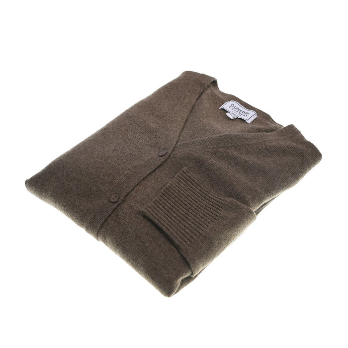 100% Cashmere Ladies V Neck Cardigan Olive - Heritage Of Scotland - XL