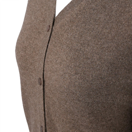 100% Cashmere Ladies V Neck Cardigan Olive - Heritage Of Scotland - XL