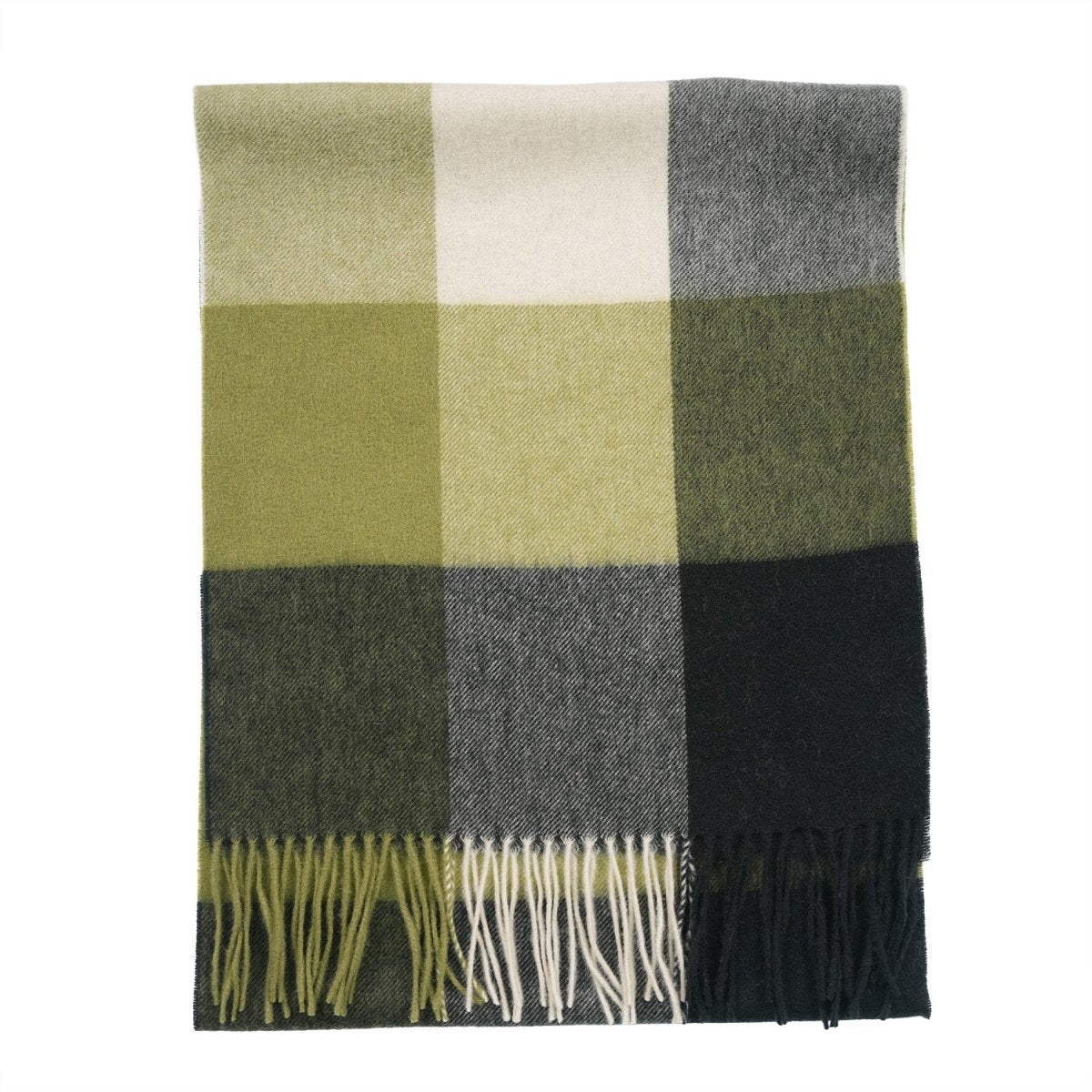100% Lambswool Wide Scarf Soft Unisex Winter Wrap Heritage of Scotland - 3 SQUARE GREEN - Heritage Of Scotland -