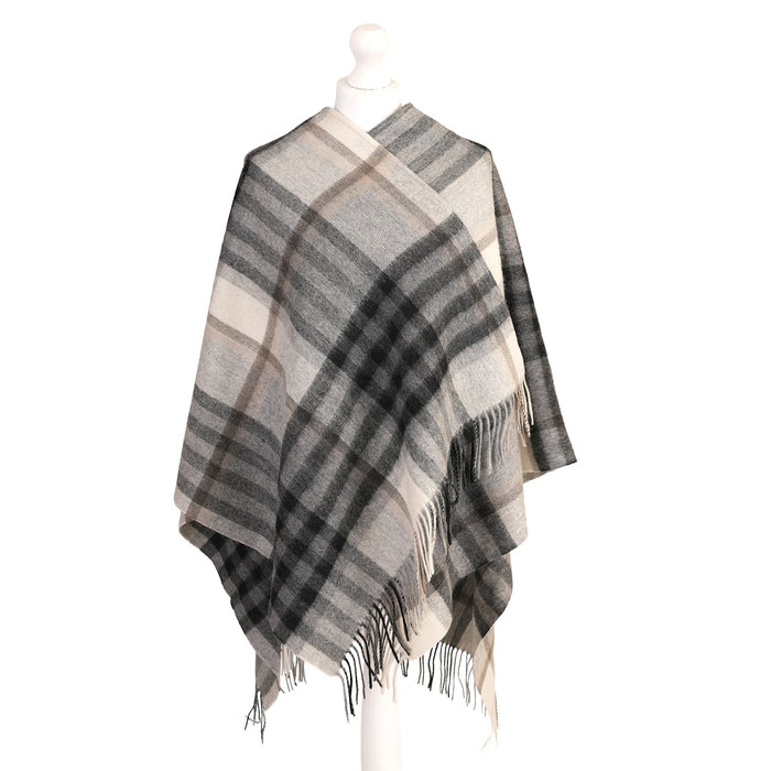 Mini Me Children’s Cape Edinburgh Lambswool - Chequer Tartan Grey/Taupe