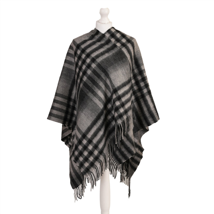 Mini Me Children’s Cape Edinburgh Lambswool - Chequer Tartan Dark Grey