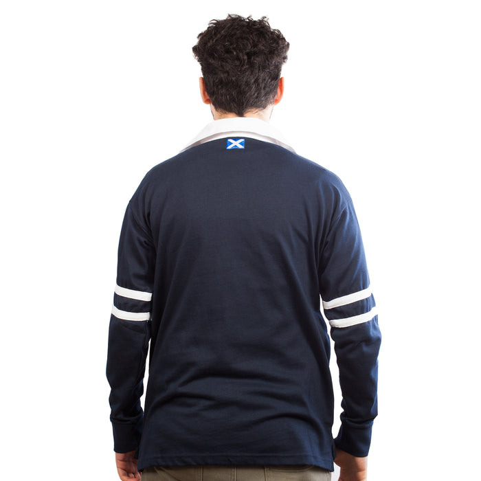 Gents Long Sleeve 2 Stripe Scotland Rugby Shirt