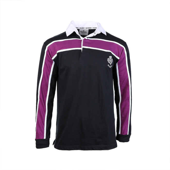 Gents Long Sleeve Purple Stripe Scotland Rugby Shirt