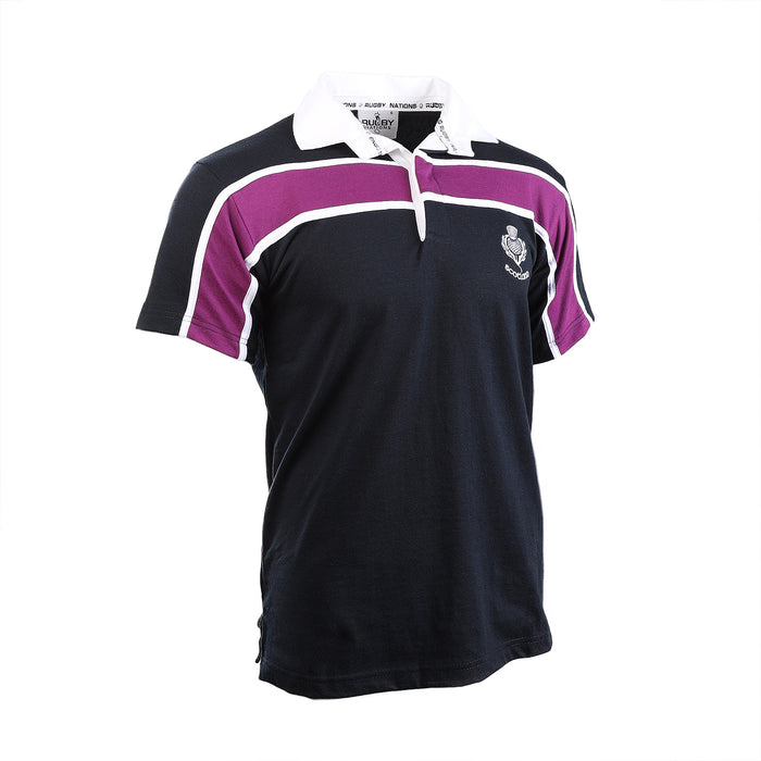 Gents Short Sleeve Purple Stripe Scotland Rugby Shirt