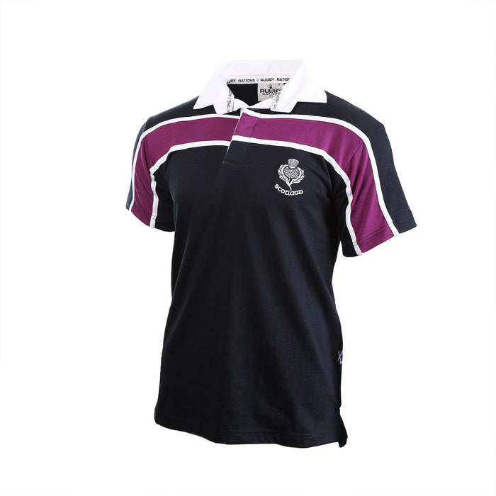 Gents Short Sleeve Purple Stripe Scotland Rugby Shirt