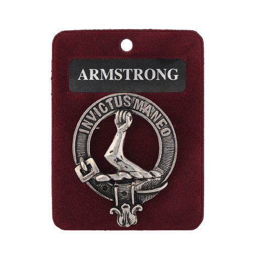 Armstrong Clan Badge, Kilt Pin, Lapel Pin, Cufflinks, Keyring/Key Fob & Gift Set — Fine Pewter by Art Pewter — Made in Scotland (Shiny Finish) - Heritage Of Scotland - Badge