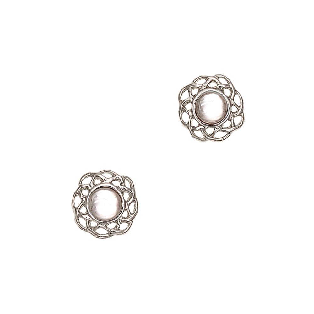Art Pewter Celtic Birthstone Earrings - Silver Plated Pewter - Made in Scotland - Heritage Of Scotland - April (Crystal)