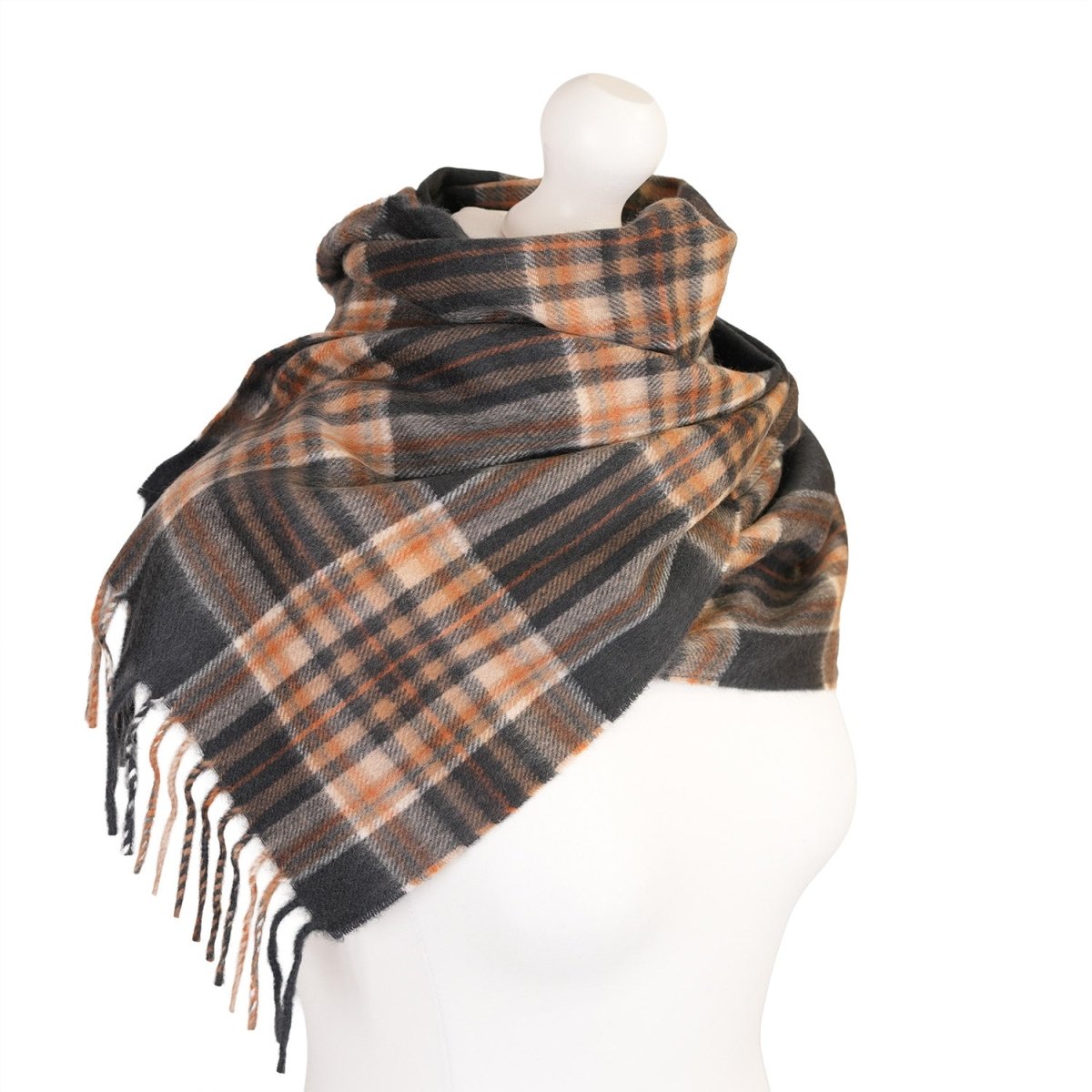 Balmoral 100% Cashmere Woven Scarf Tartan and Checks - Made in Scotland - TAWNEY - Heritage Of Scotland -