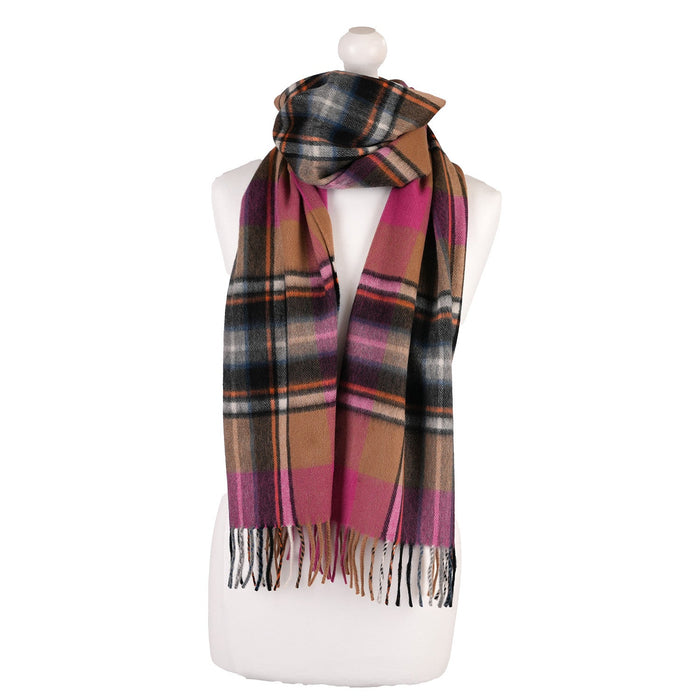 Balmoral 100% Cashmere Woven Scarf Tartans and Checks - Made in Scotland - Heritage Of Scotland - EXPLODED BRUCE CAMEL