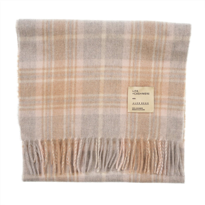 Balmoral 100% Cashmere Woven Scarf Tartans and Checks - Made in Scotland - Heritage Of Scotland - MACKELLAR PINK