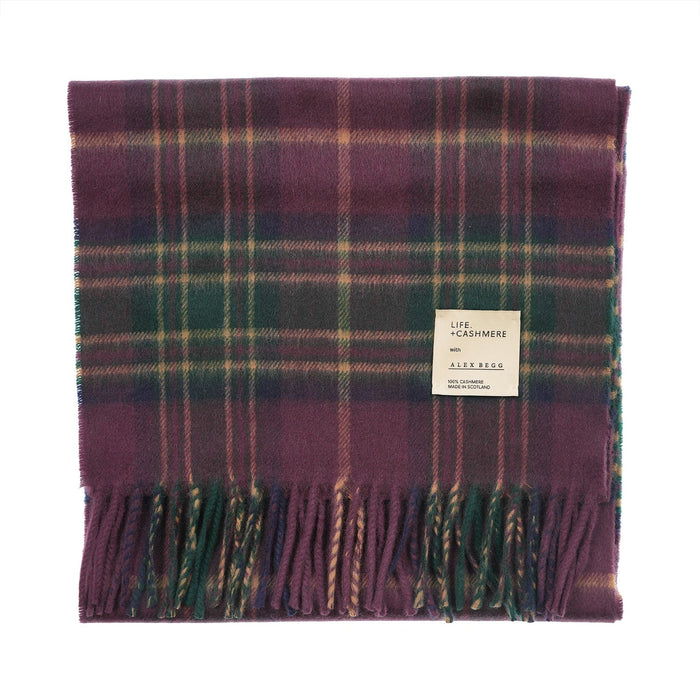 Balmoral 100% Cashmere Woven Scarf Tartans and Checks - Made in Scotland - Heritage Of Scotland - MACKELLAR PLUM