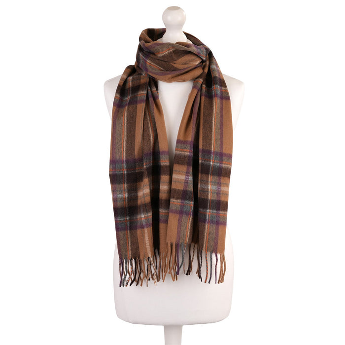 Balmoral 100% Cashmere Woven Scarf Tartans and Checks - Made in Scotland - Heritage Of Scotland - STEWART CAMEL