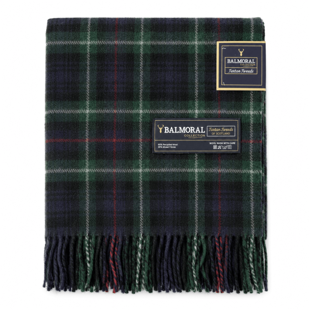 Balmoral Highland Wool Blend Scottish Tartan Blanket Throw - Recycled Wool - 155 x 190 cm - MACKENZIE - Heritage Of Scotland -