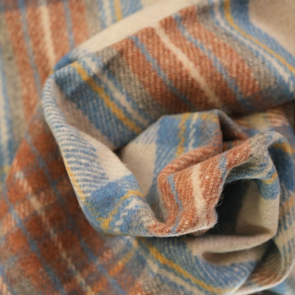 Balmoral Woollen Knee Blanket with Fringed Edges - Stewart Muted Blue - Heritage Of Scotland -