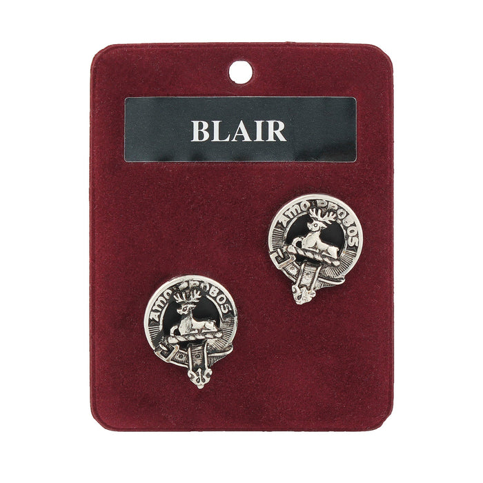 Blair Clan Badge, Kilt Pin, Lapel Pin, Cufflinks, Keyring/Key Fob & Gift Set — Fine Pewter by Art Pewter — Made in Scotland (Shiny Finish) - Heritage Of Scotland - Cufflinks