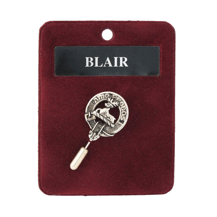 Blair Clan Badge, Kilt Pin, Lapel Pin, Cufflinks, Keyring/Key Fob & Gift Set — Fine Pewter by Art Pewter — Made in Scotland (Shiny Finish) - Heritage Of Scotland - Lapel Pin