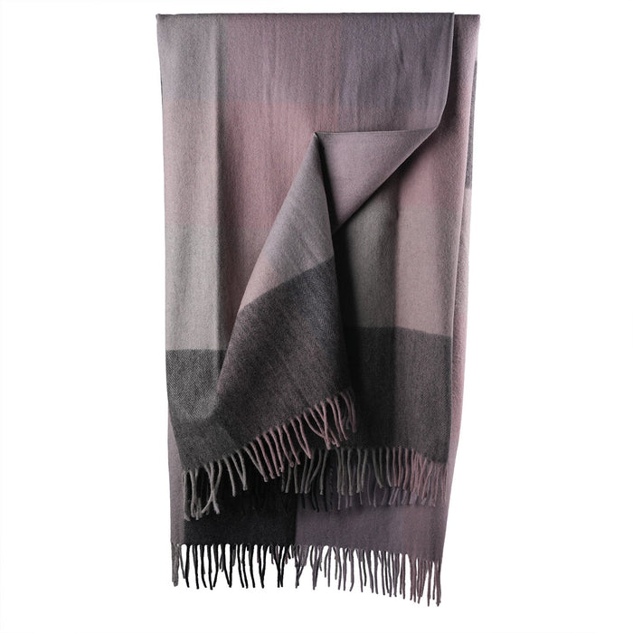 Block Check Herringbone Blanket Grey Pink - Heritage Of Scotland - GREY PINK