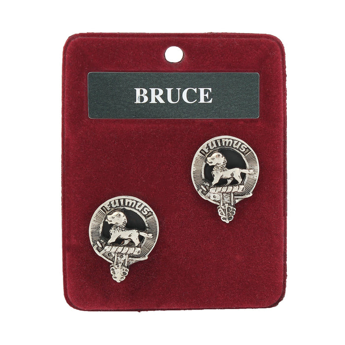 Bruce Clan Badge, Kilt Pin, Lapel Pin, Cufflinks, Keyring/Key Fob & Gift Set — Fine Pewter by Art Pewter — Made in Scotland (Shiny Finish) - Heritage Of Scotland - Cufflinks