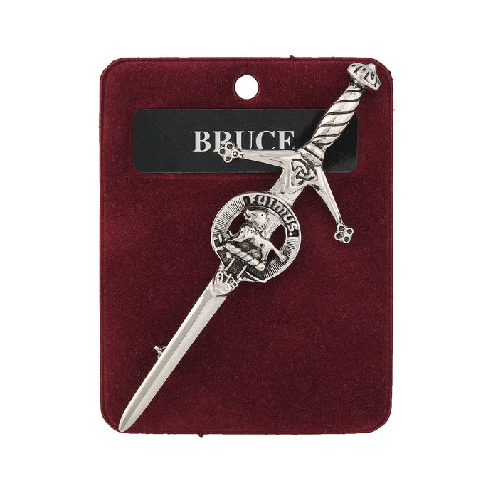 Bruce Clan Badge, Kilt Pin, Lapel Pin, Cufflinks, Keyring/Key Fob & Gift Set — Fine Pewter by Art Pewter — Made in Scotland (Shiny Finish) - Heritage Of Scotland - Kilt Pin