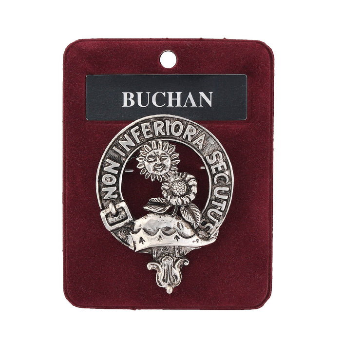 Buchan Clan Badge, Kilt Pin, Lapel Pin, Cufflinks, Keyring/Key Fob & Gift Set — Fine Pewter by Art Pewter — Made in Scotland (Shiny Finish) - Heritage Of Scotland - Badge
