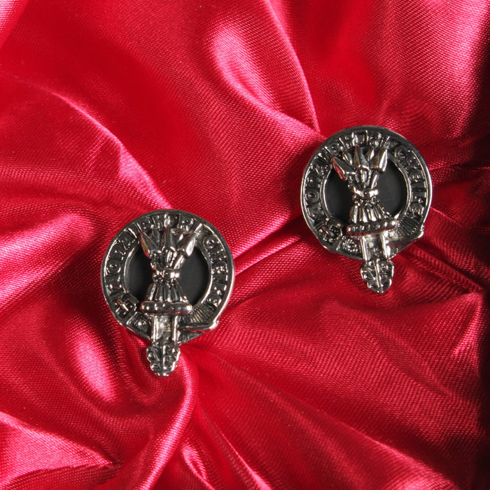 Cameron Clan Badge, Kilt Pin, Lapel Pin, Cufflinks, Keyring/Key Fob & Gift Set — Fine Pewter by Art Pewter — Made in Scotland (Shiny Finish) - Heritage Of Scotland - Cufflinks