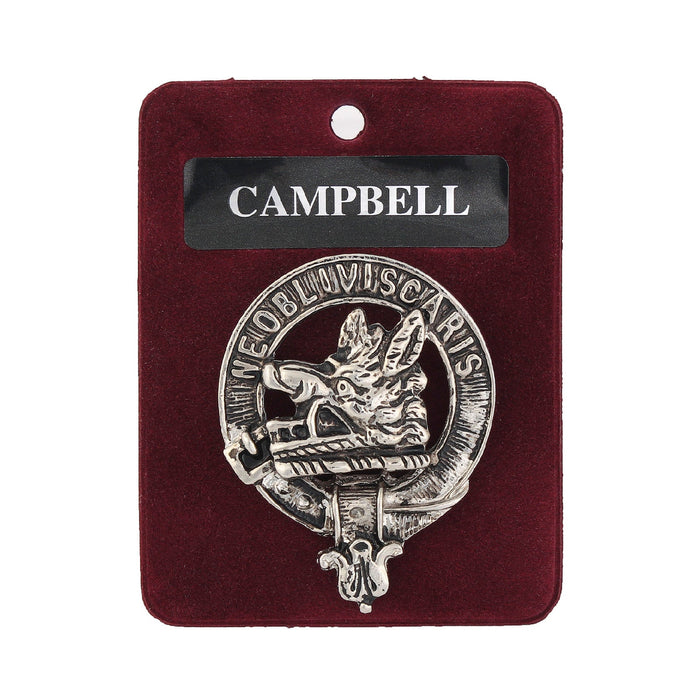 Campbell Clan Badge, Kilt Pin, Lapel Pin, Cufflinks, Keyring/Key Fob & Gift Set — Fine Pewter by Art Pewter — Made in Scotland (Shiny Finish) - Heritage Of Scotland - Badge