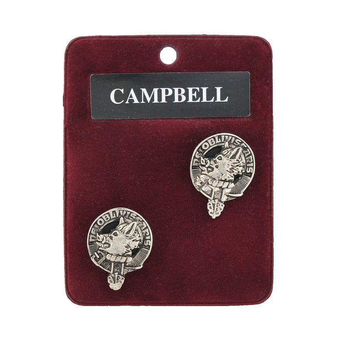 Campbell Clan Badge, Kilt Pin, Lapel Pin, Cufflinks, Keyring/Key Fob & Gift Set — Fine Pewter by Art Pewter — Made in Scotland (Shiny Finish) - Heritage Of Scotland - Cufflinks