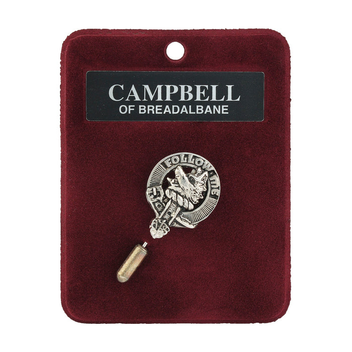 Campbell of Breadalbane Clan Badge, Kilt Pin, Lapel Pin, Cufflinks, Keyring/Key Fob & Gift Set — Fine Pewter by Art Pewter — Made in Scotland (Shiny Finish) - Heritage Of Scotland - Lapel Pin