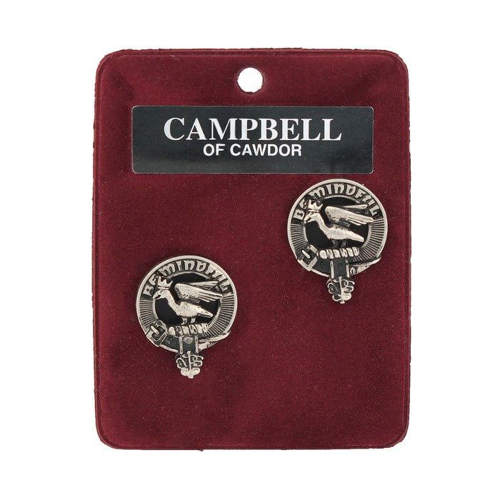 Campbell of Cawdor Clan Badge, Kilt Pin, Lapel Pin, Cufflinks, Keyring/Key Fob & Gift Set — Fine Pewter by Art Pewter — Made in Scotland (Shiny Finish) - Heritage Of Scotland - Cufflinks