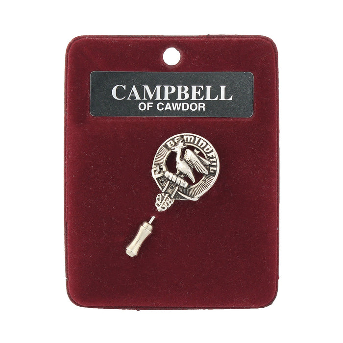 Campbell of Cawdor Clan Badge, Kilt Pin, Lapel Pin, Cufflinks, Keyring/Key Fob & Gift Set — Fine Pewter by Art Pewter — Made in Scotland (Shiny Finish) - Heritage Of Scotland - Lapel Pin