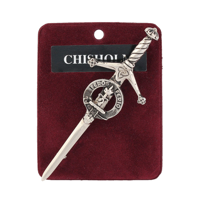 Chisholm Clan Badge, Kilt Pin, Lapel Pin, Cufflinks, Keyring/Key Fob & Gift Set — Fine Pewter by Art Pewter — Made in Scotland (Shiny Finish) - Heritage Of Scotland - Kilt Pin