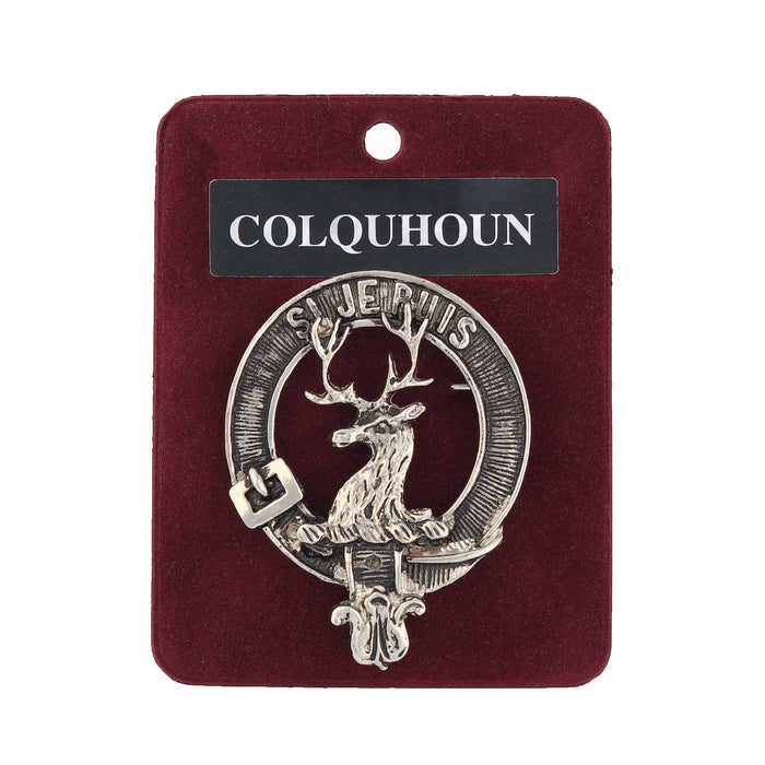 Colquhoun Clan Badge, Kilt Pin, Lapel Pin, Cufflinks, Keyring/Key Fob & Gift Set — Fine Pewter by Art Pewter — Made in Scotland (Shiny Finish) - Heritage Of Scotland - Badge