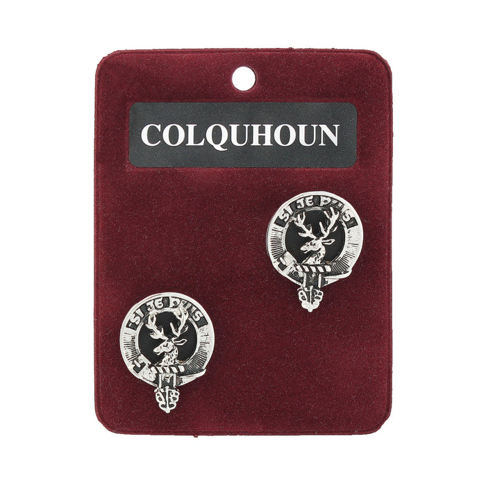 Colquhoun Clan Badge, Kilt Pin, Lapel Pin, Cufflinks, Keyring/Key Fob & Gift Set — Fine Pewter by Art Pewter — Made in Scotland (Shiny Finish) - Heritage Of Scotland - Cufflinks