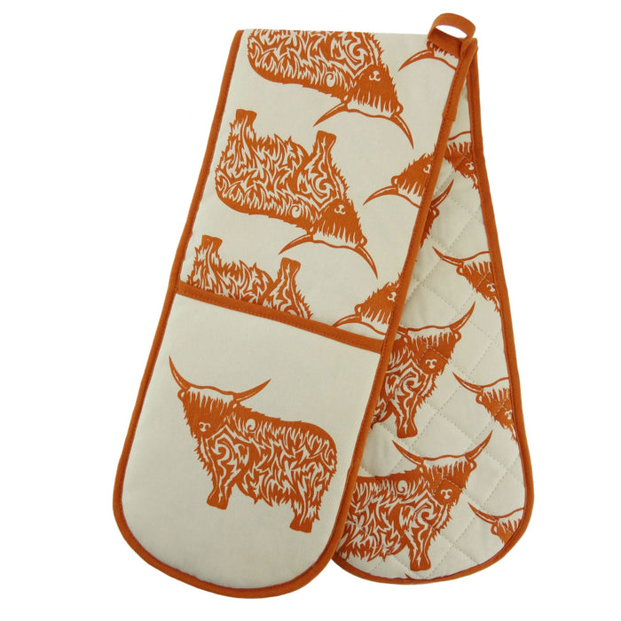 Cow Repeat Double Oven Glove - Heritage Of Scotland - N/A