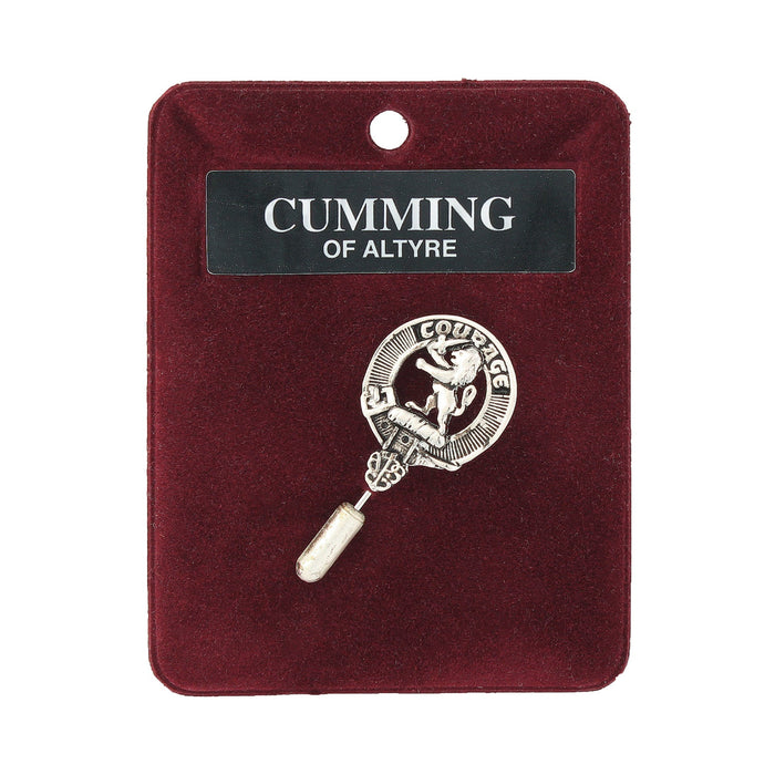 Cumming Clan Badge, Kilt Pin, Lapel Pin, Cufflinks, Keyring/Key Fob & Gift Set — Fine Pewter by Art Pewter — Made in Scotland (Shiny Finish) - Heritage Of Scotland - Lapel Pin