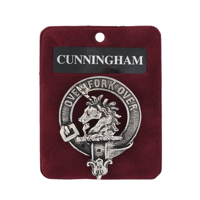 Cunningham Clan Badge, Kilt Pin, Lapel Pin, Cufflinks, Keyring/Key Fob & Gift Set — Fine Pewter by Art Pewter — Made in Scotland (Shiny Finish) - Heritage Of Scotland - Badge