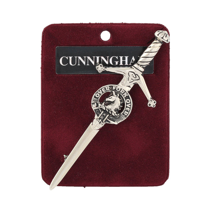 Cunningham Clan Badge, Kilt Pin, Lapel Pin, Cufflinks, Keyring/Key Fob & Gift Set — Fine Pewter by Art Pewter — Made in Scotland (Shiny Finish) - Heritage Of Scotland - Kilt Pin