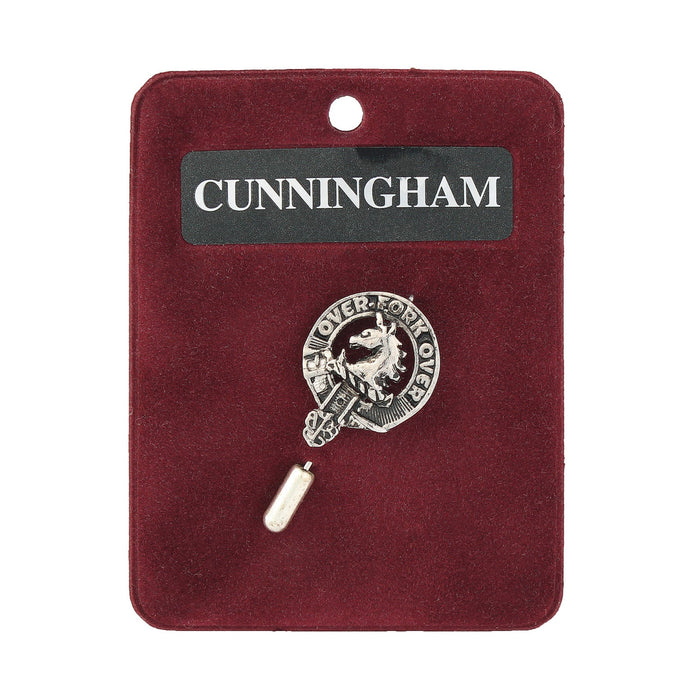 Cunningham Clan Badge, Kilt Pin, Lapel Pin, Cufflinks, Keyring/Key Fob & Gift Set — Fine Pewter by Art Pewter — Made in Scotland (Shiny Finish) - Heritage Of Scotland - Lapel Pin