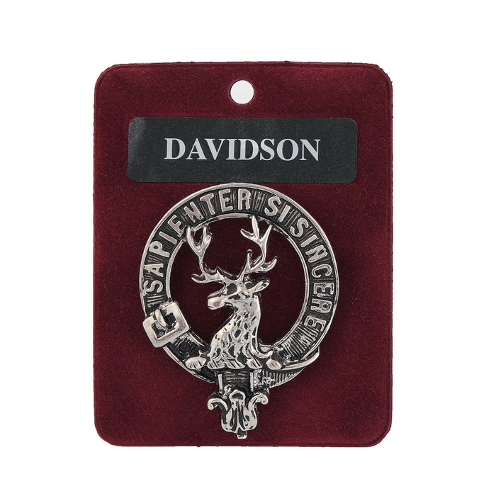 Davidson Clan Badge, Kilt Pin, Lapel Pin, Cufflinks, Keyring/Key Fob & Gift Set — Fine Pewter by Art Pewter — Made in Scotland (Shiny Finish) - Heritage Of Scotland - Badge