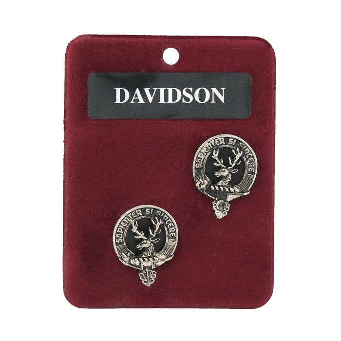 Davidson Clan Badge, Kilt Pin, Lapel Pin, Cufflinks, Keyring/Key Fob & Gift Set — Fine Pewter by Art Pewter — Made in Scotland (Shiny Finish) - Heritage Of Scotland - Cufflinks
