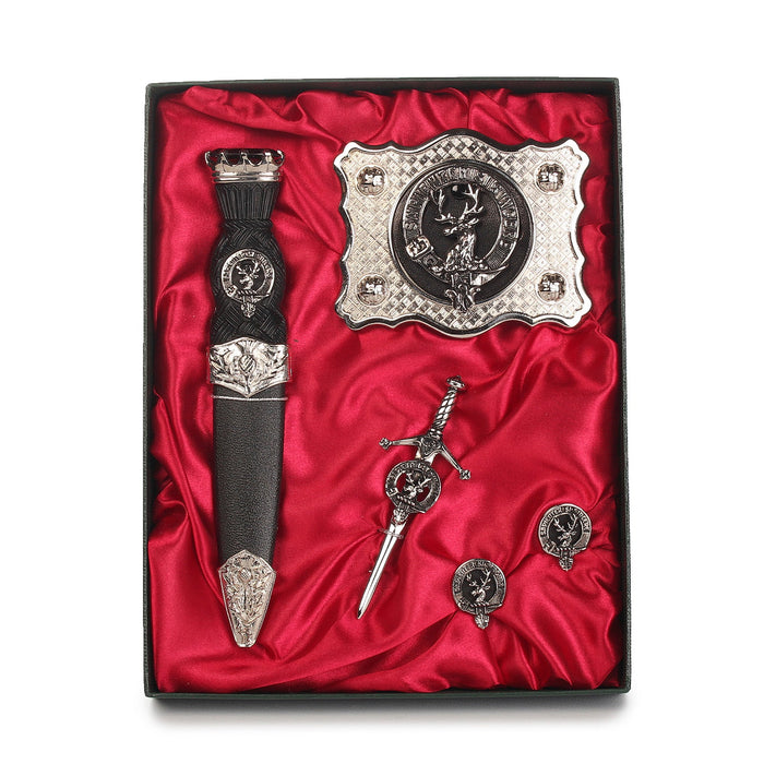 Davidson Clan Badge, Kilt Pin, Lapel Pin, Cufflinks, Keyring/Key Fob & Gift Set — Fine Pewter by Art Pewter — Made in Scotland (Shiny Finish) - Heritage Of Scotland - Gift Set