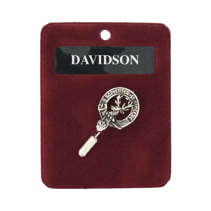 Davidson Clan Badge, Kilt Pin, Lapel Pin, Cufflinks, Keyring/Key Fob & Gift Set — Fine Pewter by Art Pewter — Made in Scotland (Shiny Finish) - Heritage Of Scotland - Lapel Pin