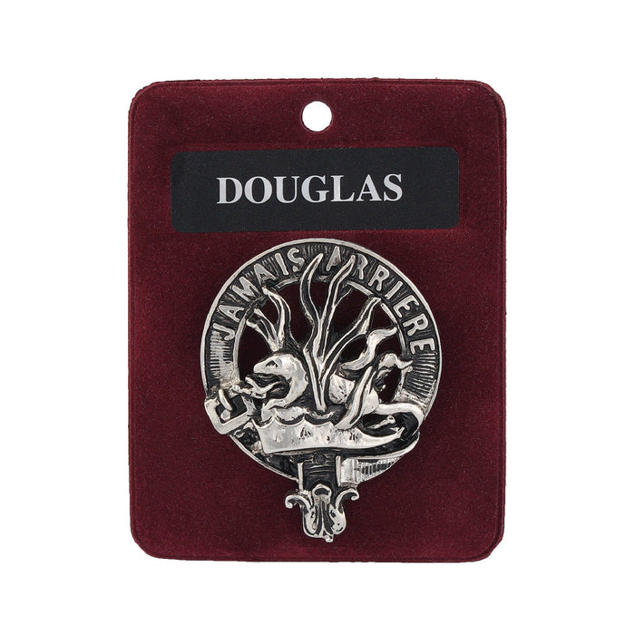 Douglas Clan Badge, Kilt Pin, Lapel Pin, Cufflinks, Keyring/Key Fob & Gift Set — Fine Pewter by Art Pewter — Made in Scotland (Shiny Finish) - Heritage Of Scotland - Badge