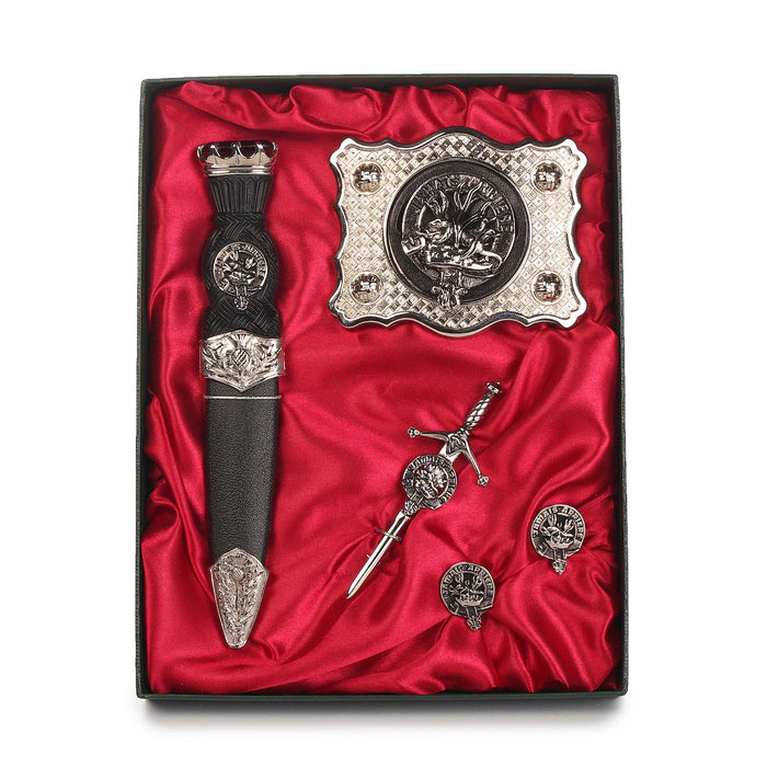 Douglas Clan Badge, Kilt Pin, Lapel Pin, Cufflinks, Keyring/Key Fob & Gift Set — Fine Pewter by Art Pewter — Made in Scotland (Shiny Finish) - Heritage Of Scotland - Gift Set