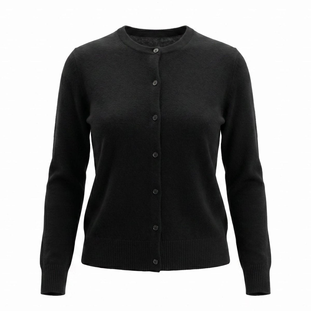 Dunedin Cashmere Woman's 100% Cashmere C Neck Cardigan - Black - Heritage Of Scotland - XS