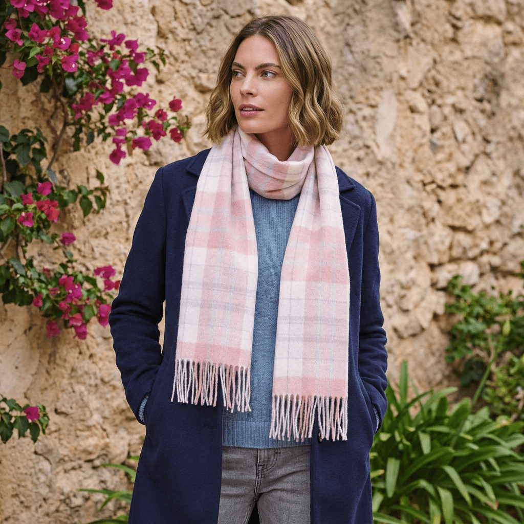Edinburgh 100% Lambswool Scarf – Premium Soft Wool Wrap - Macdonald White Mix - Heritage Of Scotland -