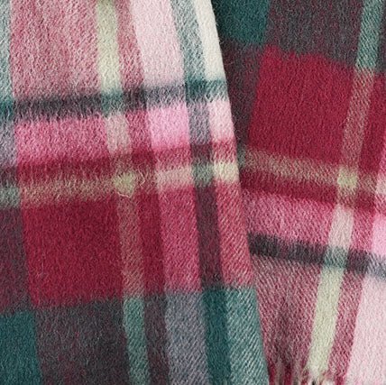 Edinburgh 100% Lambswool Scarf – Premium Soft Wool Wrap - Myriad Check - Khaki/Bordeaux - Heritage Of Scotland -