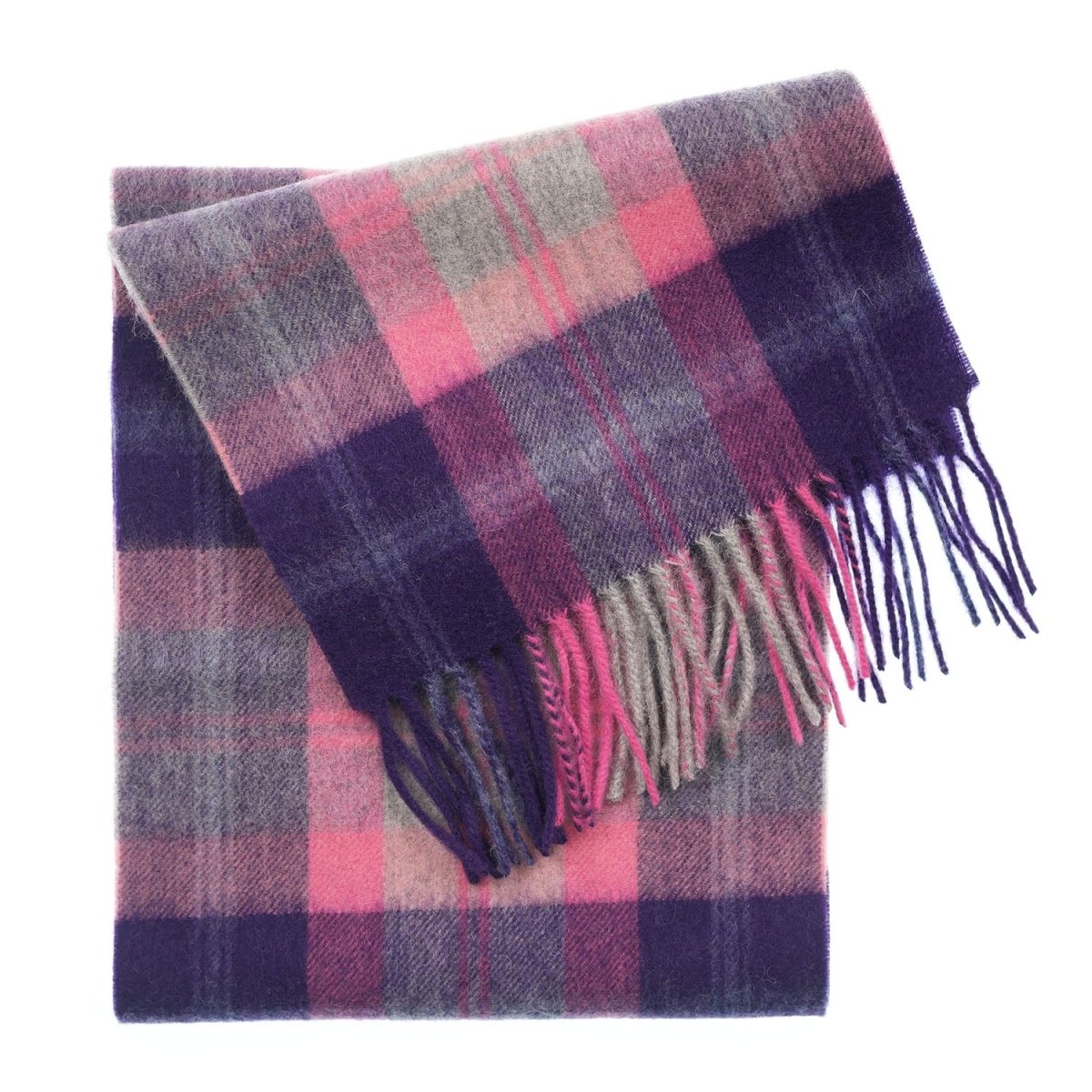 Edinburgh 100% Lambswool Scarf – Premium Soft Wool Wrap - Scarf Baird Check Fuschia - Heritage Of Scotland -